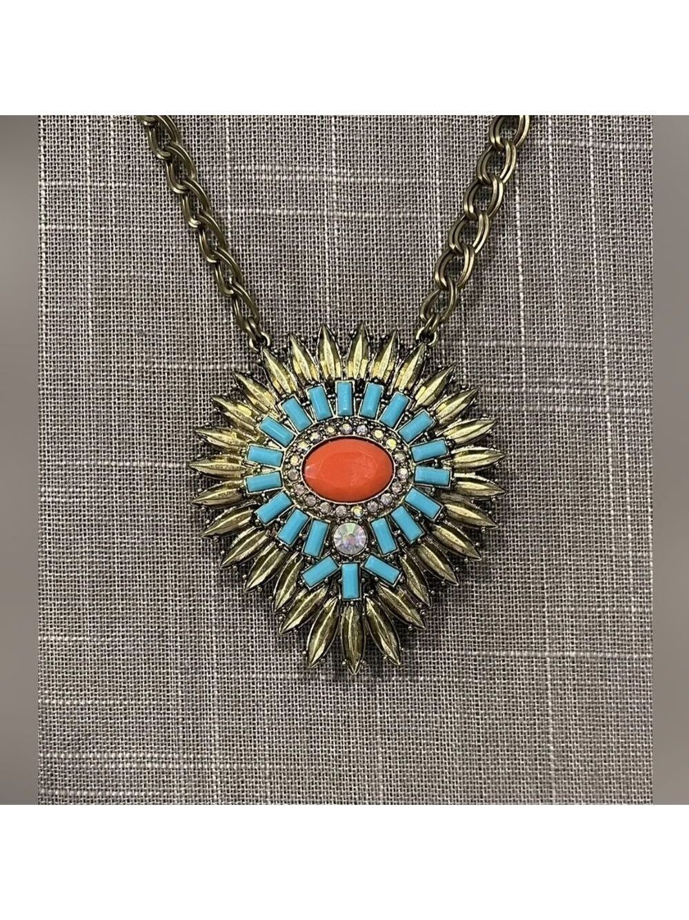 Premier Design Reversible Pendant Chain Statement Necklace Gold Tone 31"-34"